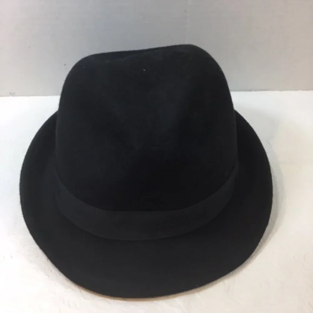 Dockers Stylish Black Wool Hat w/ Grosgrain Ribbon S/M
